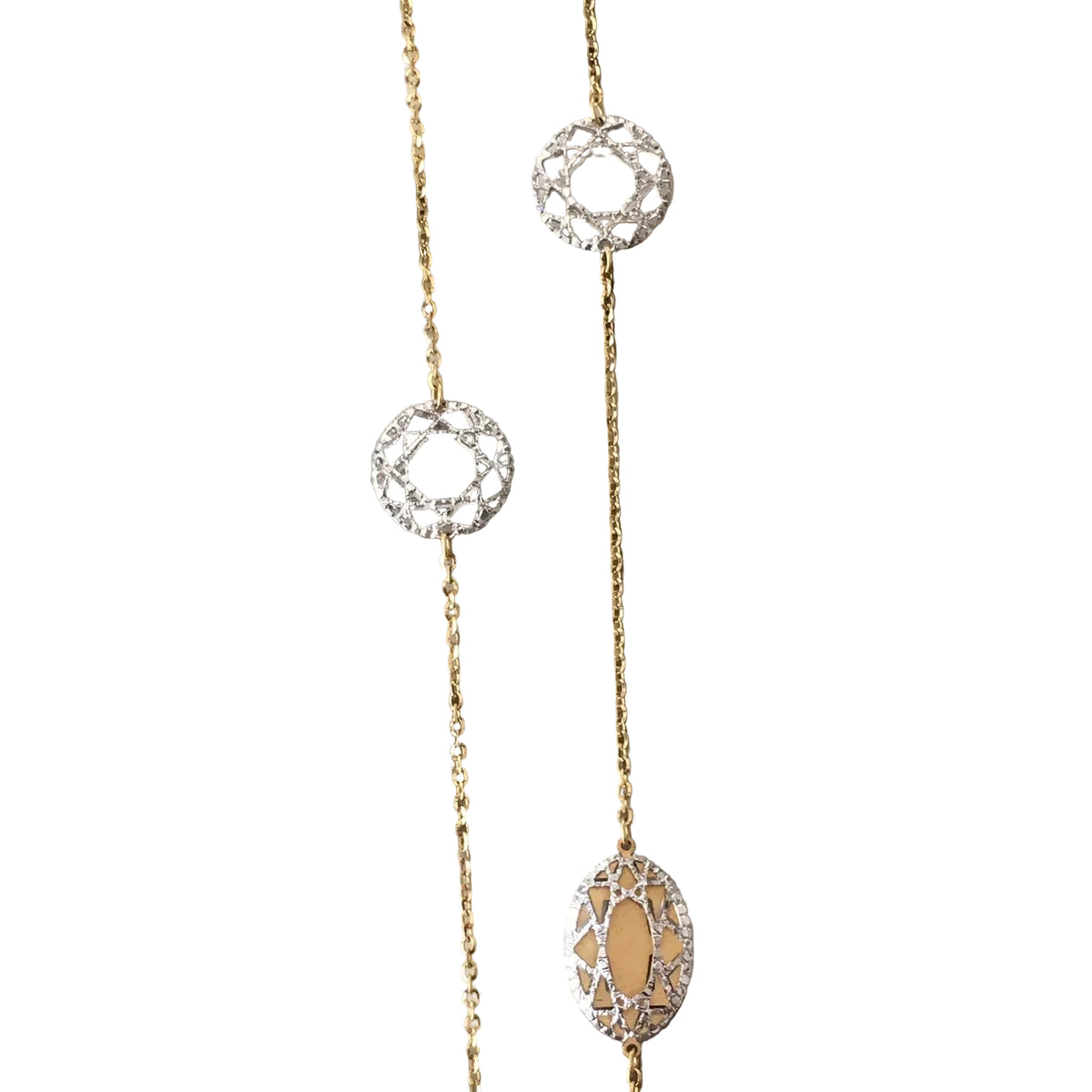Collier Sautoir en or blanc et or jaune
