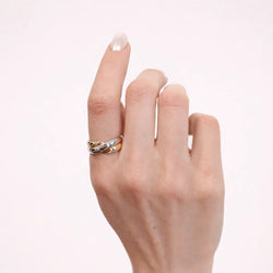 Bague Alliance en or blanc et or jaune