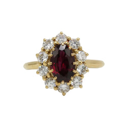 Bague Marguerite en or jaune, rubis et diamants