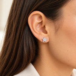 Boucles d’oreilles Puces en or blanc et diamants