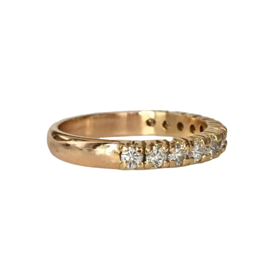 Bague Alliance en or jaune, or rose et diamants