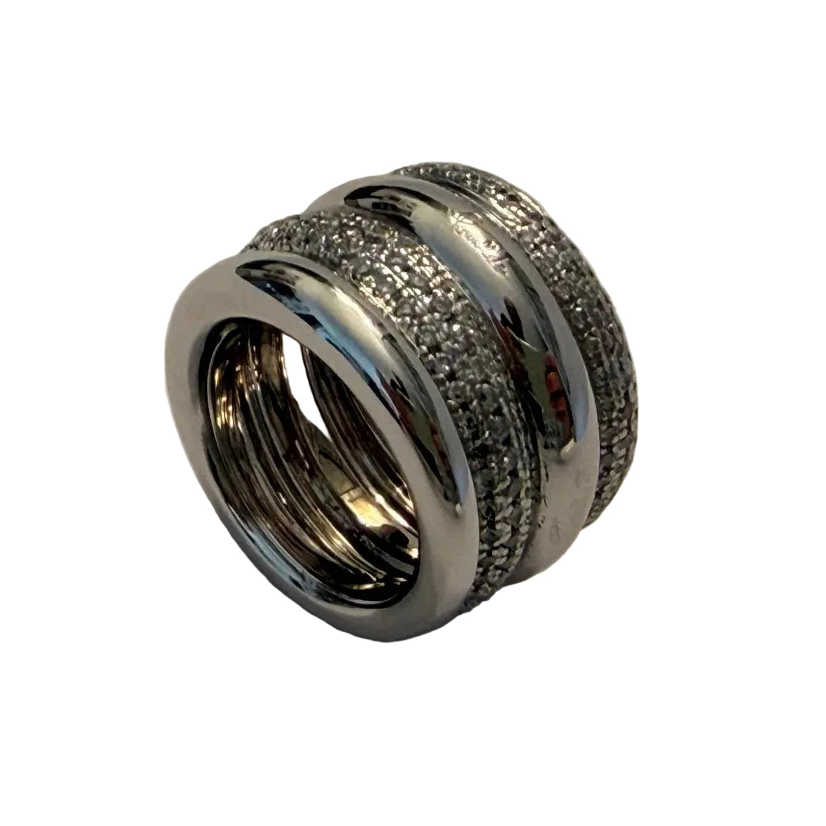 Bague Bandeau POMELLATO "Tubolare" en or blanc et diamants