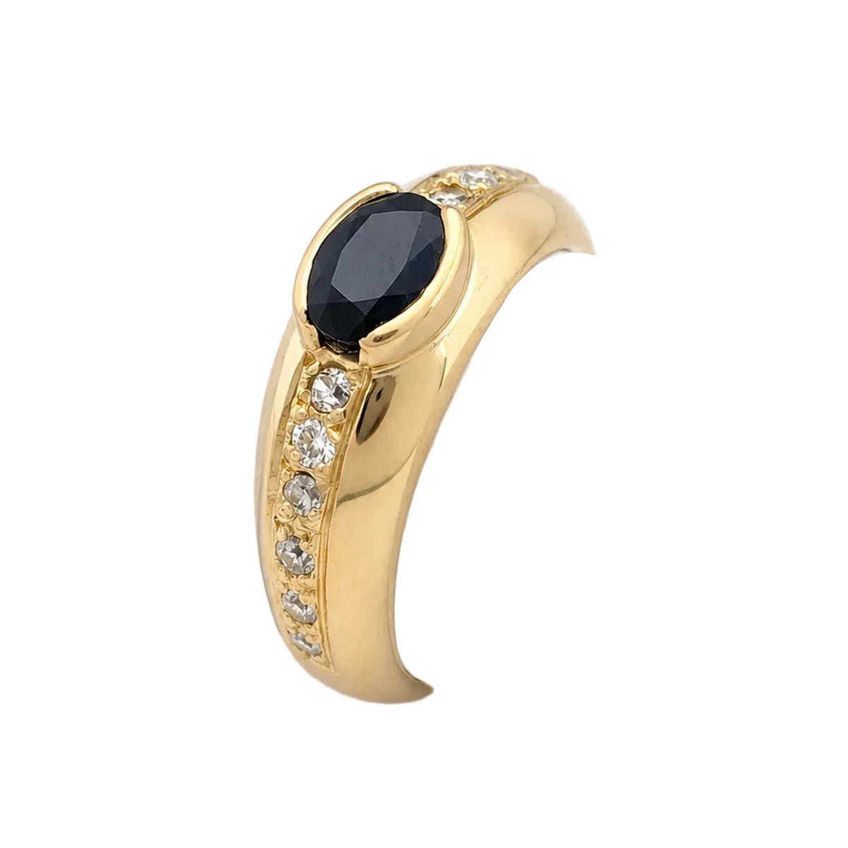 Bague Jonc en or jaune, saphir et diamants