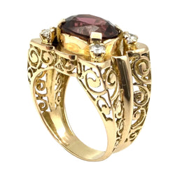 Bague Tank en or rose, tourmaline et diamants