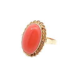 Bague Cocktail en or jaune et corail