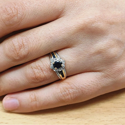 bague Jonc en or blanc, or jaune, saphir et diamants