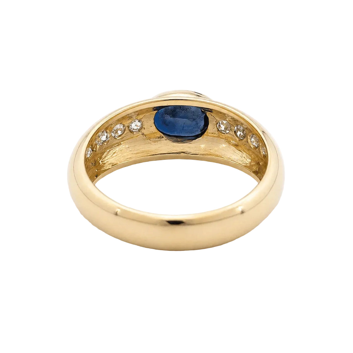 Bague Jonc en or jaune, saphir et diamants
