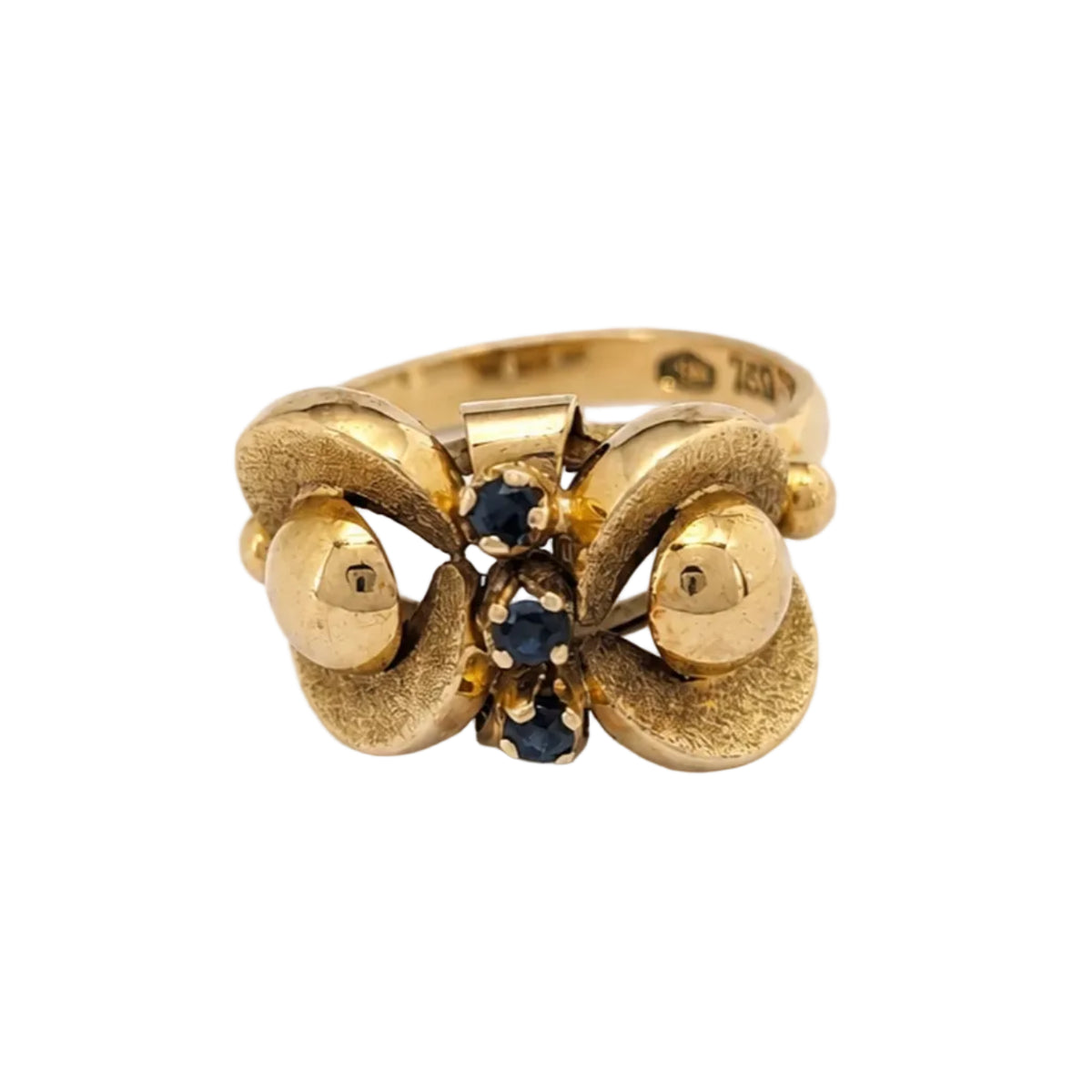 Bague en or jaune et saphirs