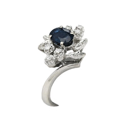 Bague Entourage en or blanc, saphir et diamants