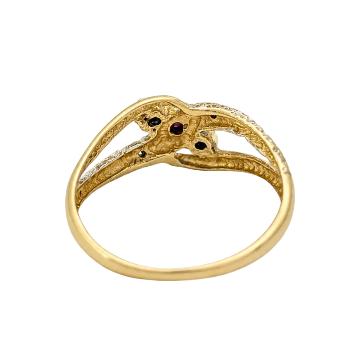 Bague en or blanc, or jaune, rubis et diamants