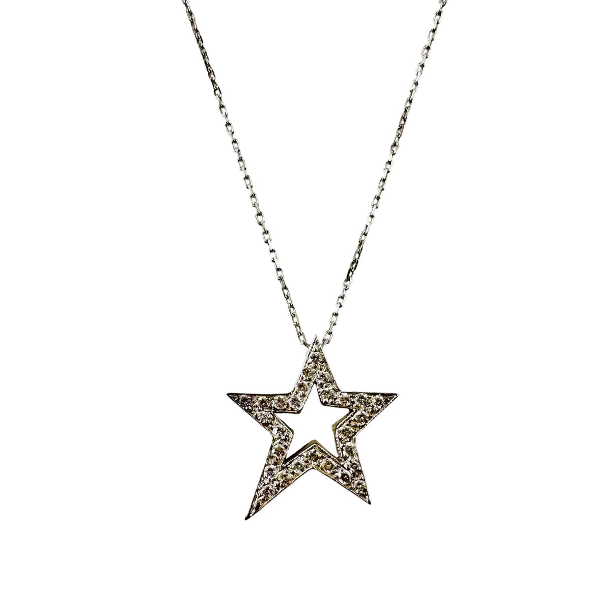 Collier Pendentif Étoile en or blanc et diamants
