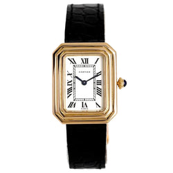 Montre CARTIER "Cristallor" en or jaune, or rose et cuir