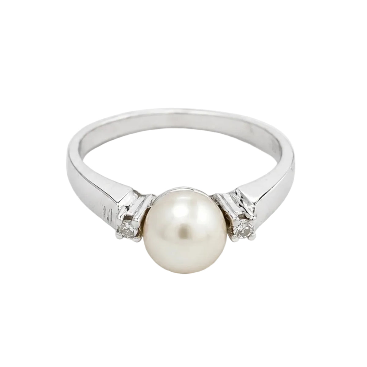 Bague Trilogie en or blanc, perle et diamants
