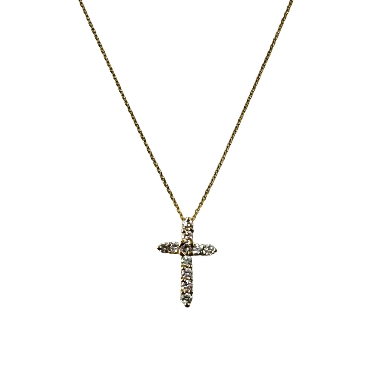 Collier Pendentif Croix en or jaune et diamants