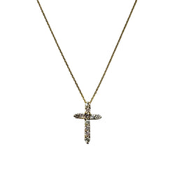 Collier Pendentif Croix en or jaune et diamants