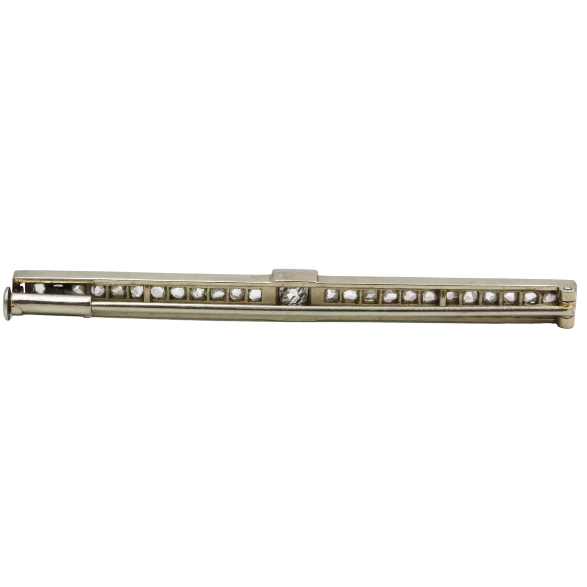 Broche Barrette en or jaune, platine et diamants