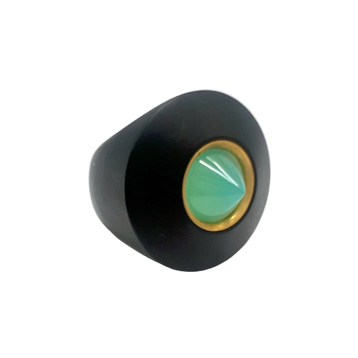 Bague Cocktail STOFFEL en or jaune, onyx et chrysoprase verte