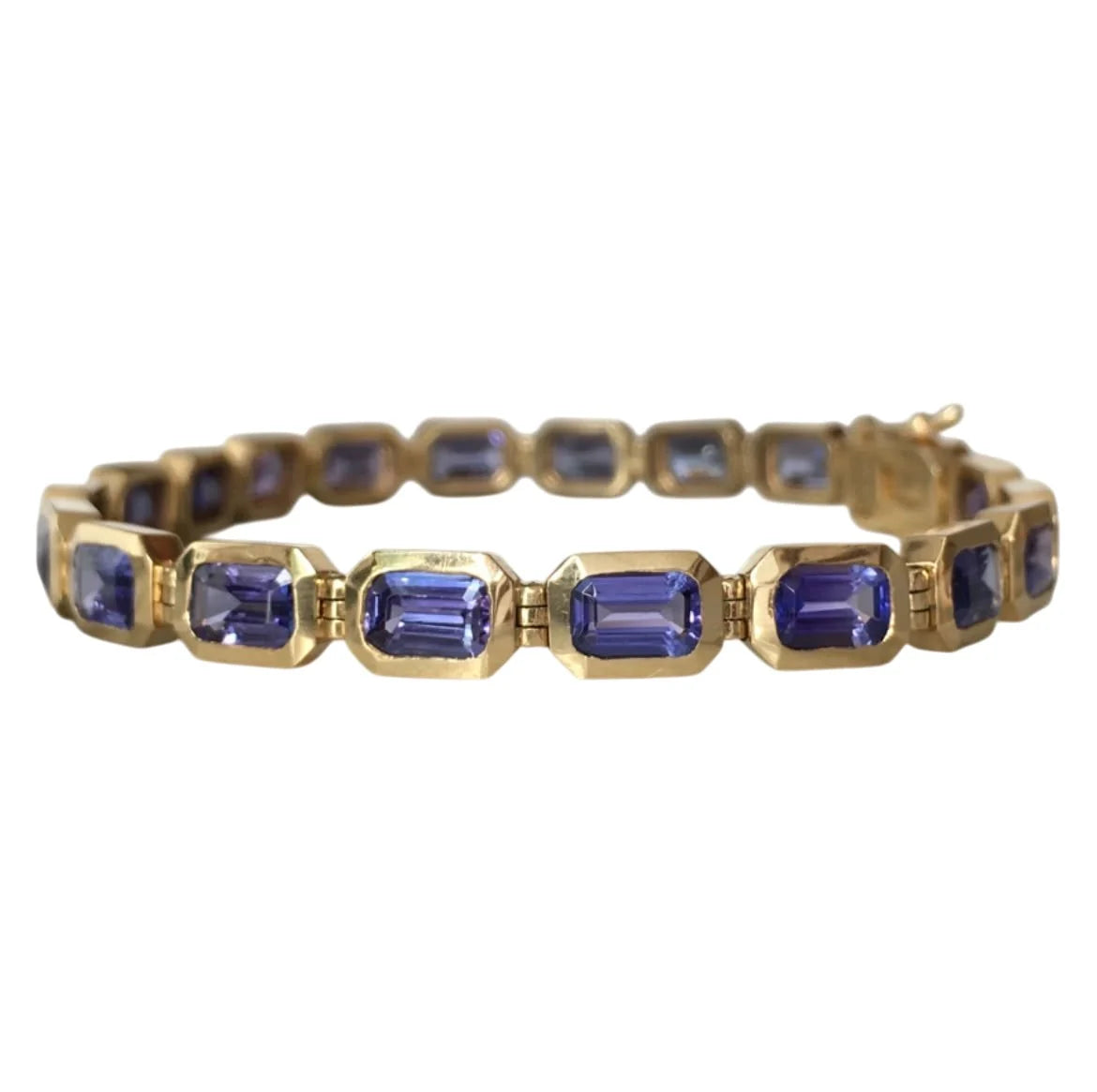 Bracelet Ligne en or jaune et tanzanites