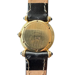 Montre CHOPARD "Classic" en or jaune, cuir, saphir et diamants