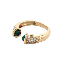 Bague Jonc en or jaune, émeraudes et diamants