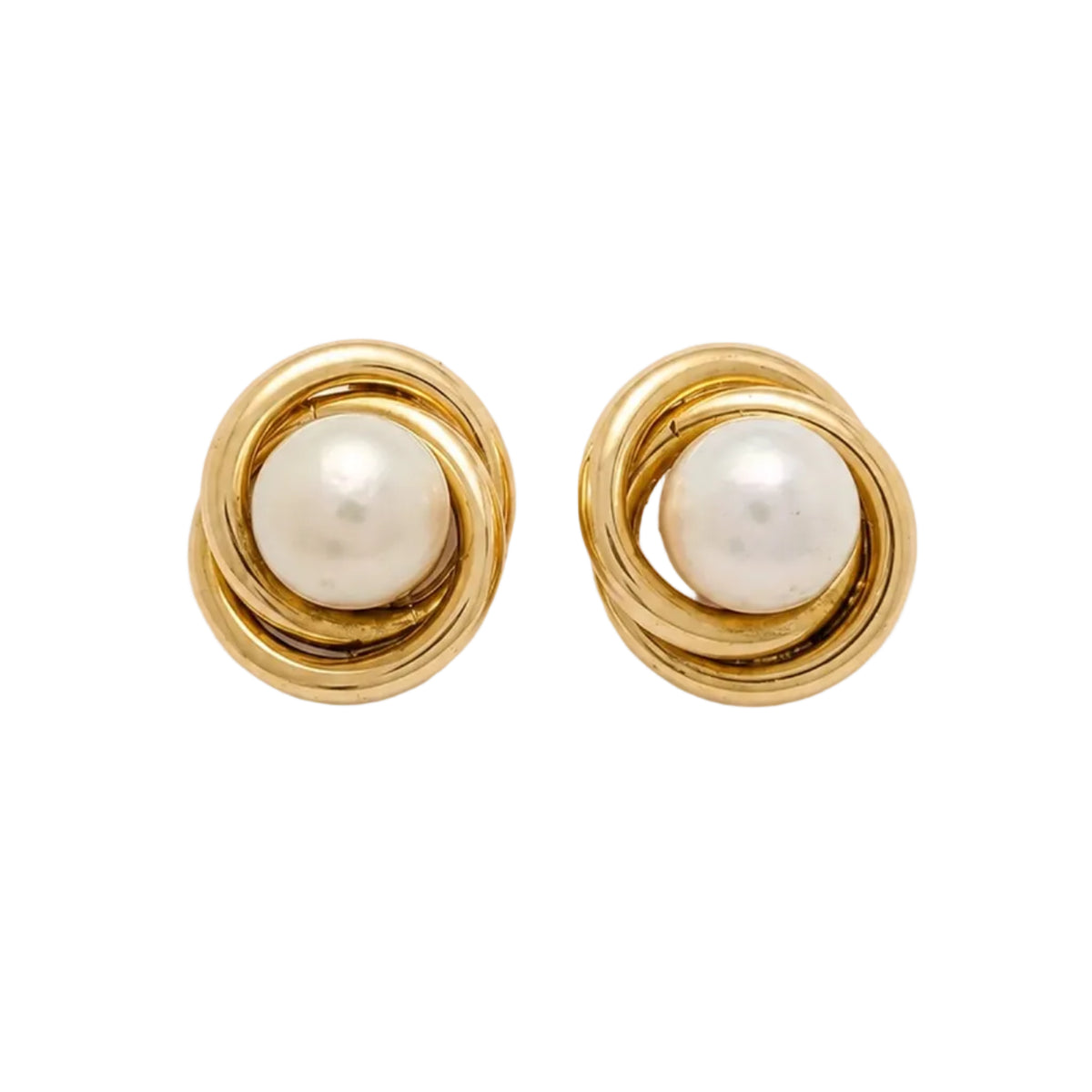 Boucles d’oreilles Puces en or jaune et perles