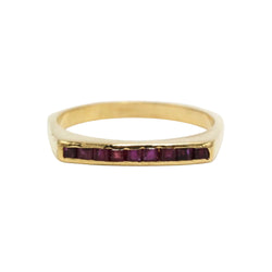 Bague Alliance en or jaune et rubis