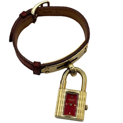 Montre HERMÈS "Kelly" plaqué or, acier et cuir