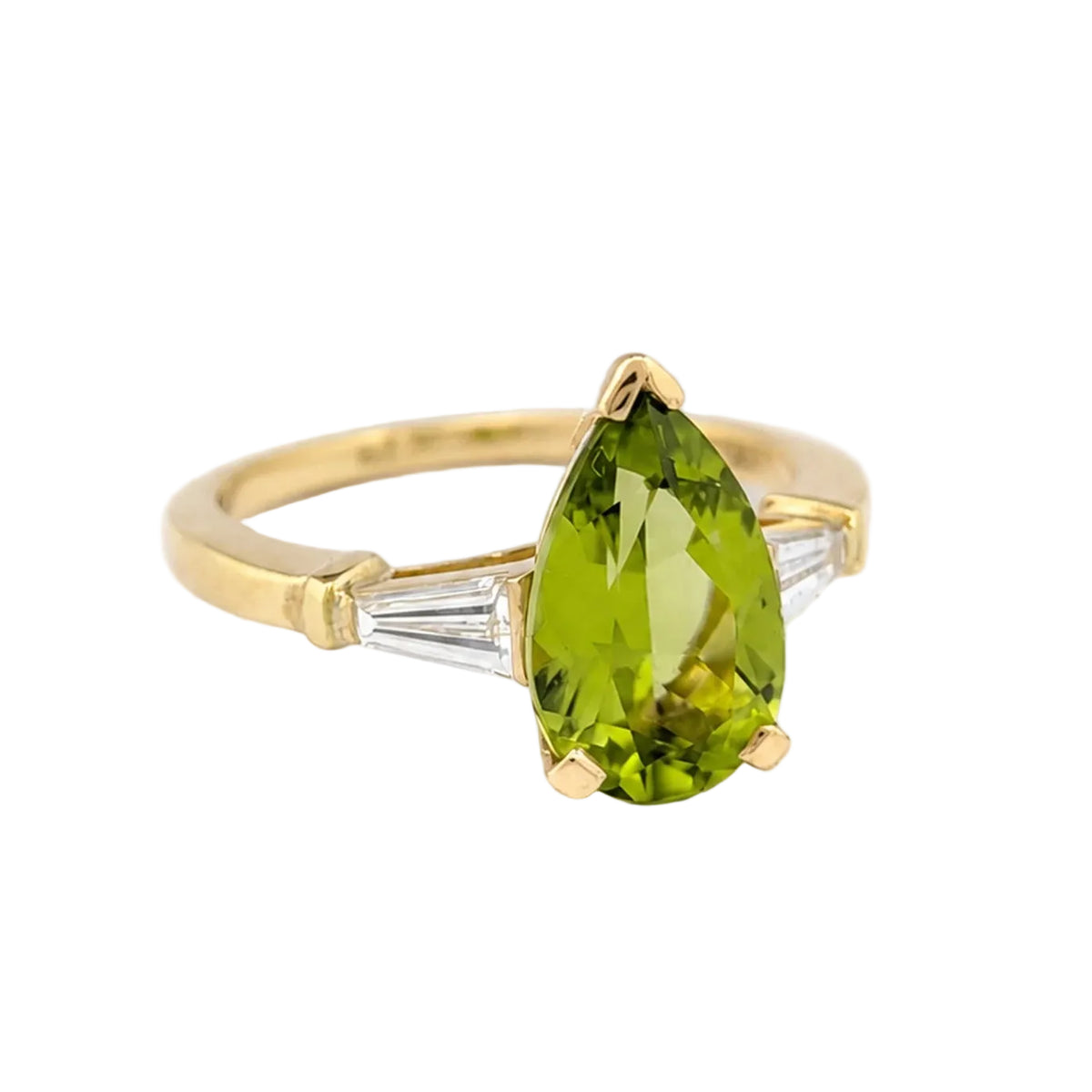 Bague Trilogie en or jaune, péridot et diamants