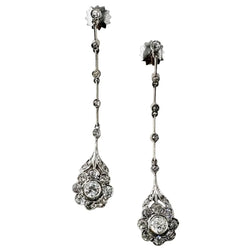 Boucles d'oreilles Belle Époque en platine, or jaune et diamants