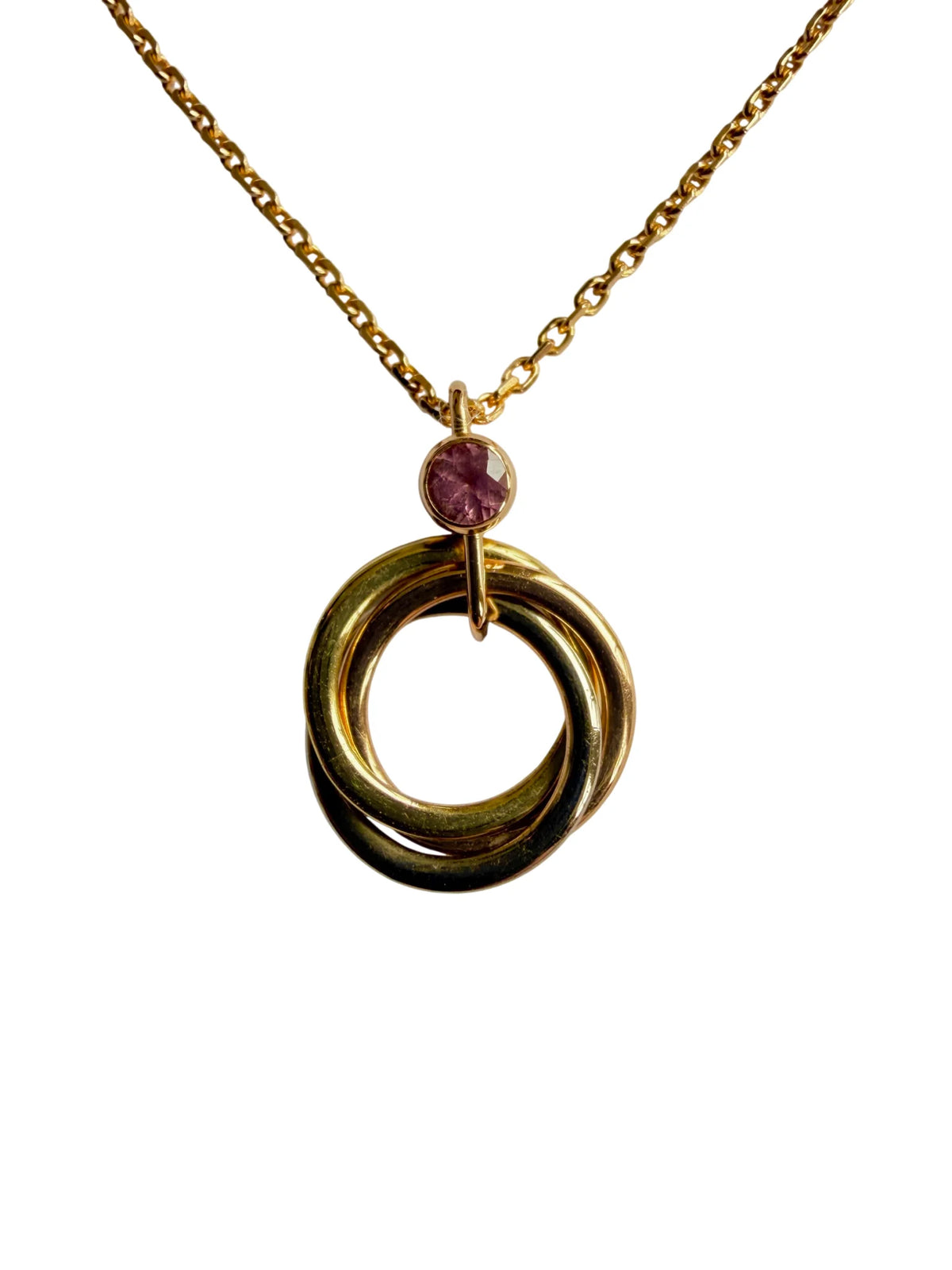 Collier Pendentif CARTIER "Trinity Mini" en or blanc, or jaune, or rose et saphir