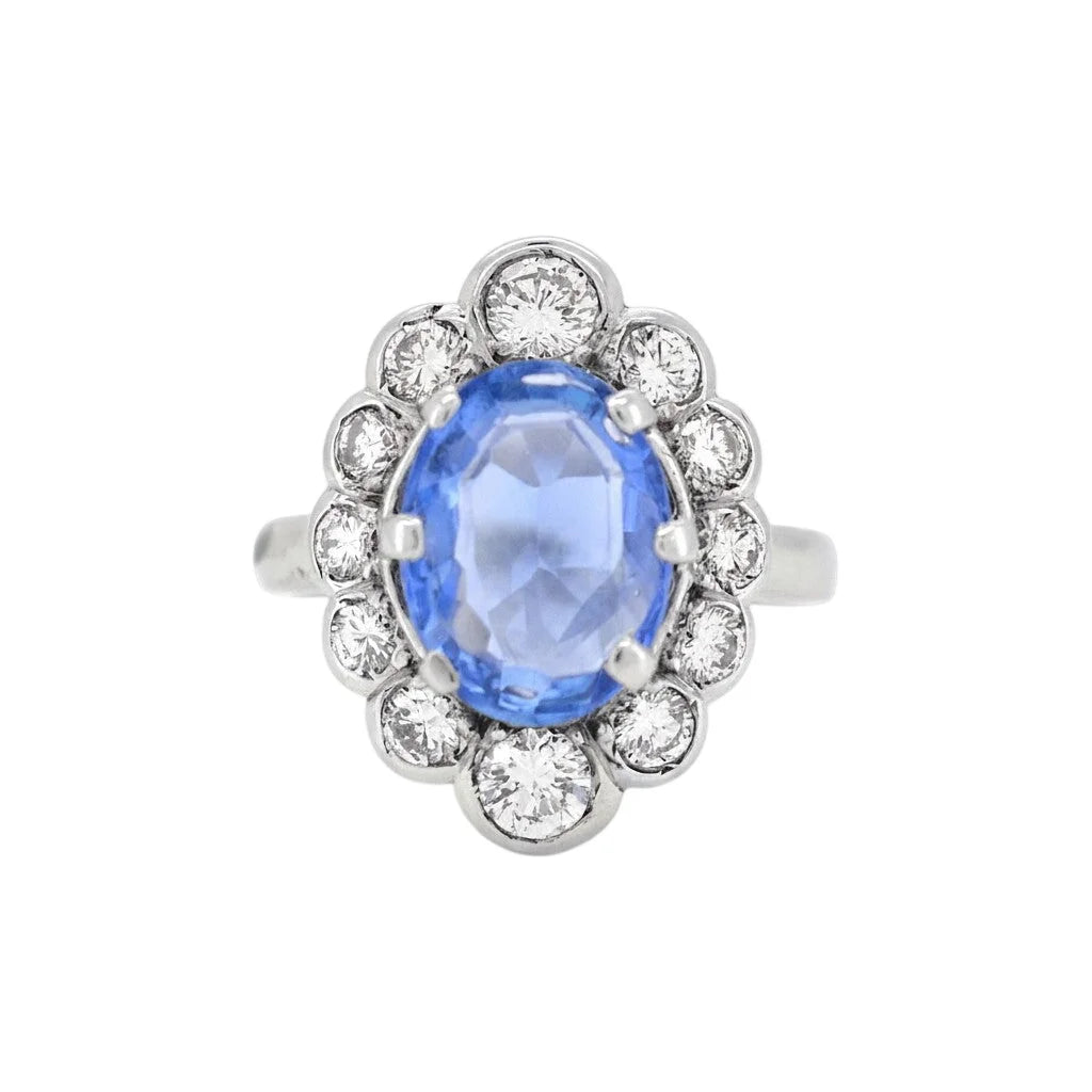 Bague Pompadour en or blanc, saphir et diamants