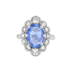 Bague Pompadour en or blanc, saphir et diamants