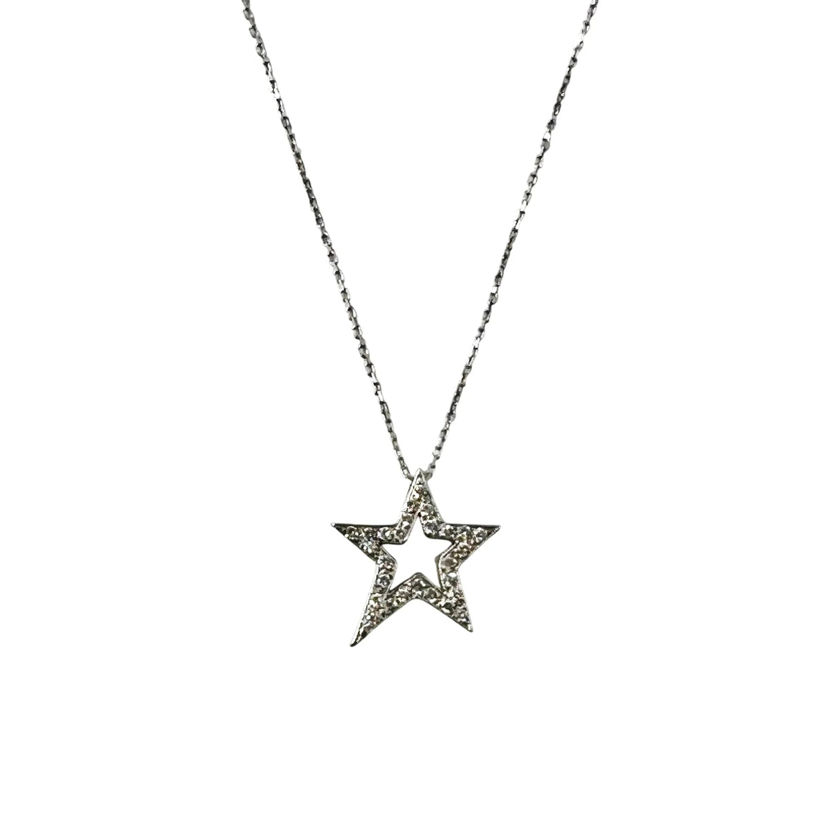Collier Pendentif Étoile en or blanc et diamants