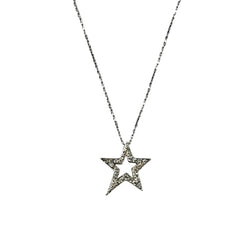Collier Pendentif Étoile en or blanc et diamants