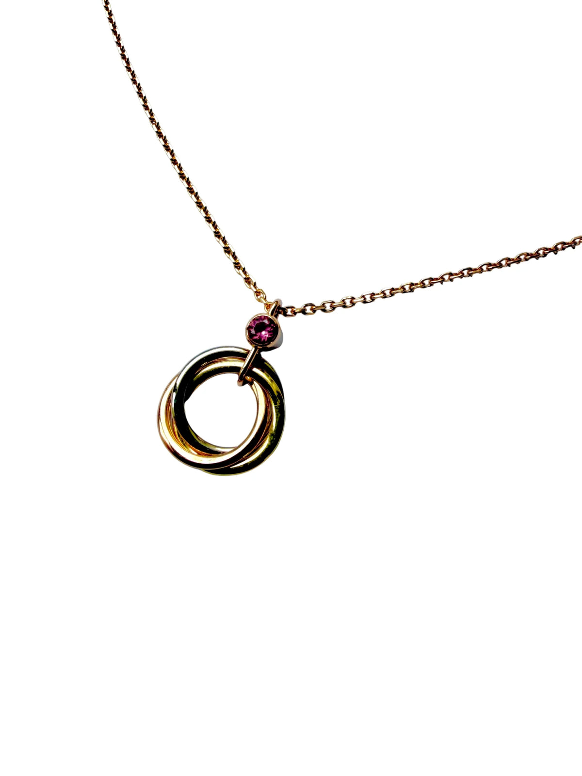 Collier Pendentif CARTIER "Trinity Mini" en or blanc, or jaune, or rose et saphir