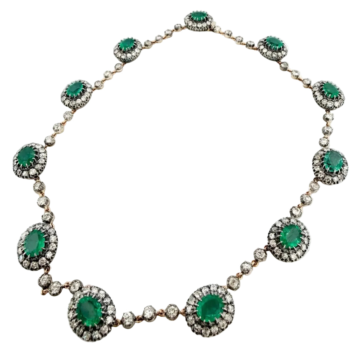 Collier Rivière en émeraudes et diamants
