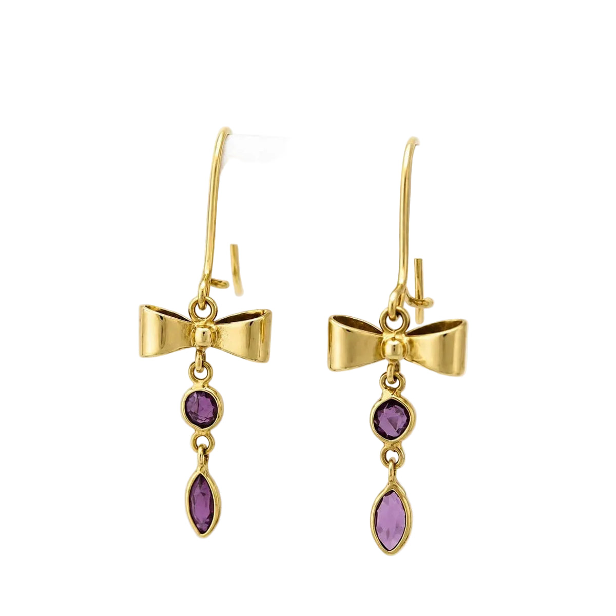 Boucles d’oreilles Pendantes en or jaune et gemmes roses