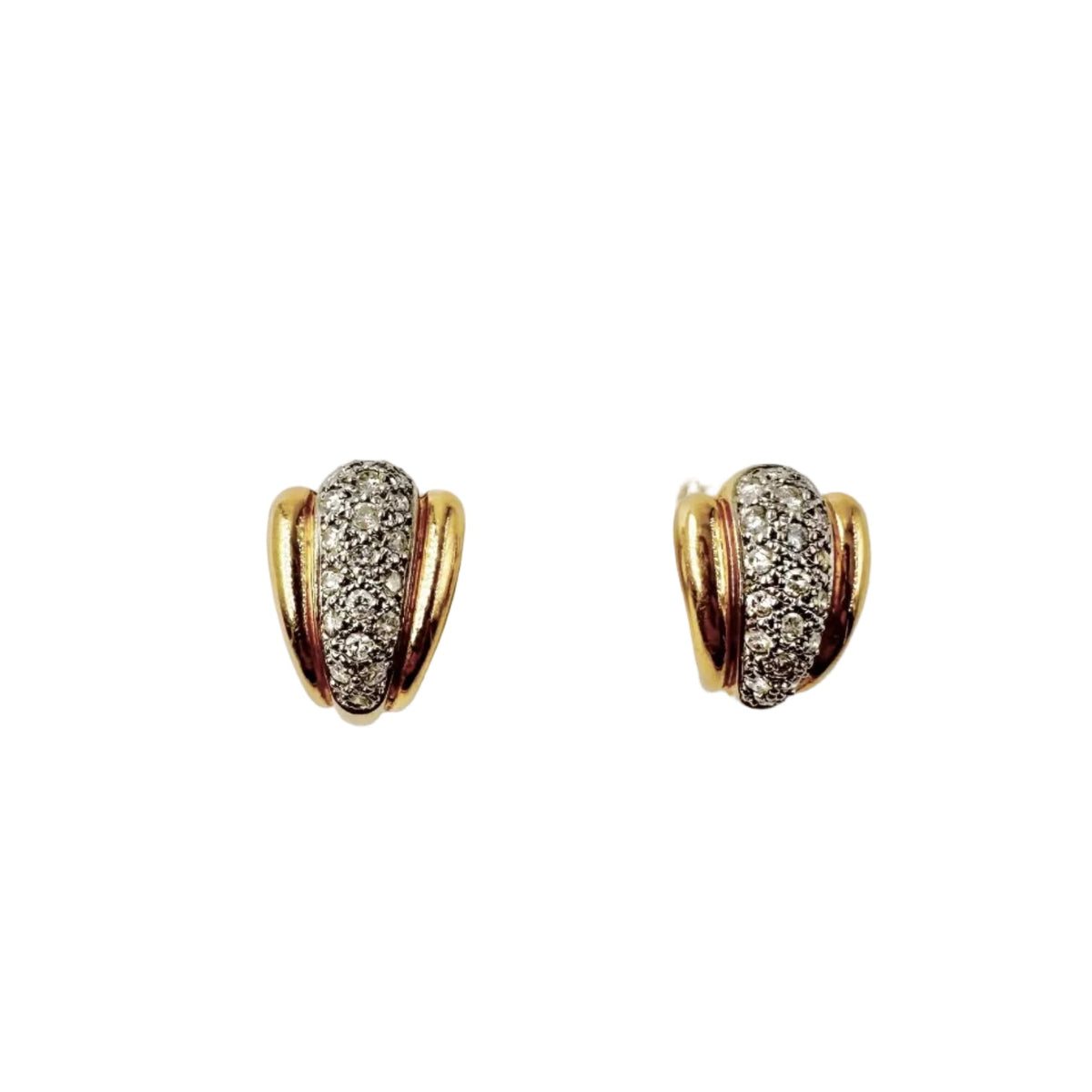 Boucles d'oreilles en or blanc, or jaune et diamants