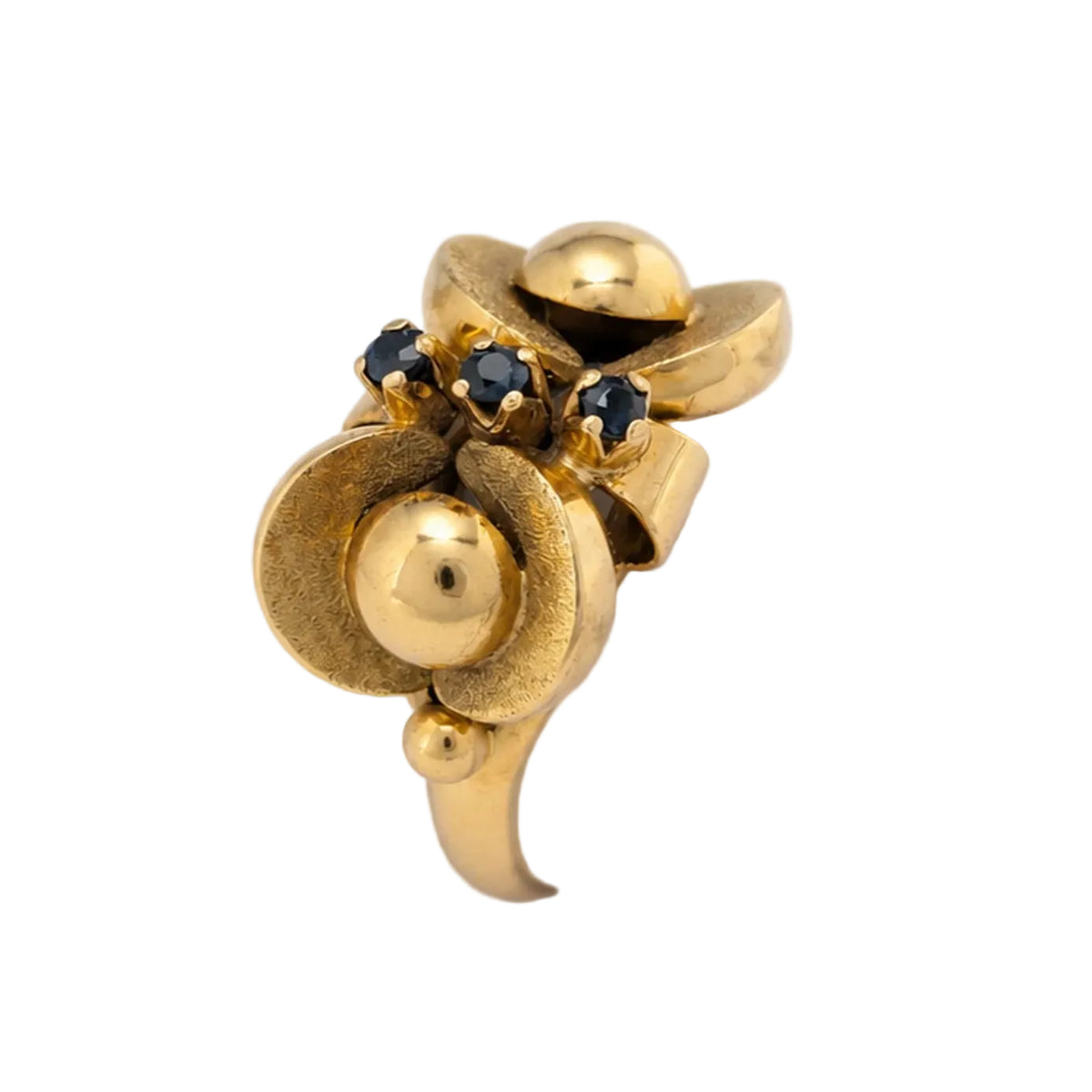 Bague en or jaune et saphirs