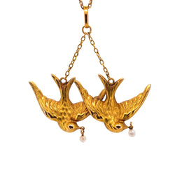 Collier Pendentif en or jaune et perles