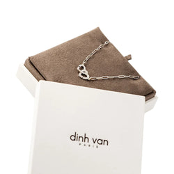 Collier Pendentif DINH VAN "Menottes Double Coeurs R9" en or blanc et diamants