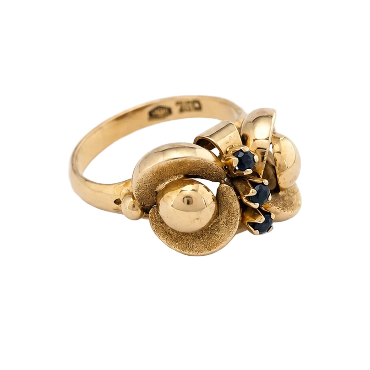 Bague en or jaune et saphirs