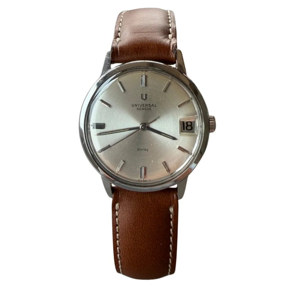 Montre UNIVERSAL GENEVE en acier et cuir