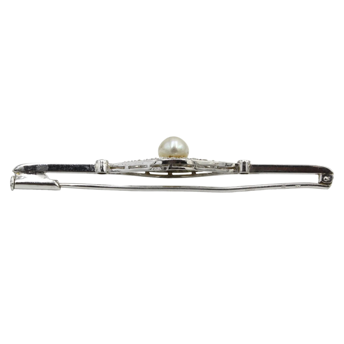 Broche Barrette en or, platine, perle et diamants