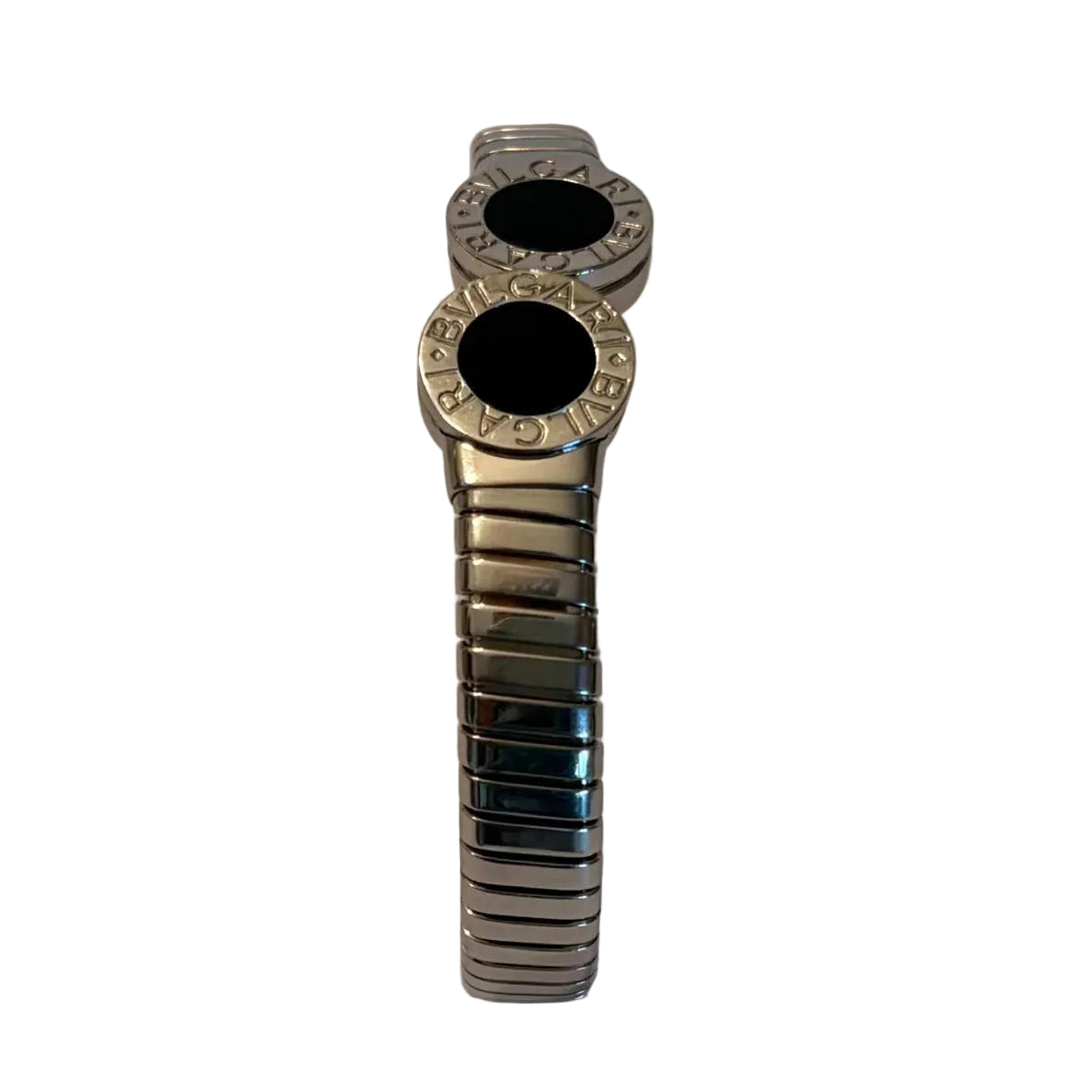Bracelet Jonc BULGARI "Bvlgari Bvlgari" en acier inoxydable et onyx