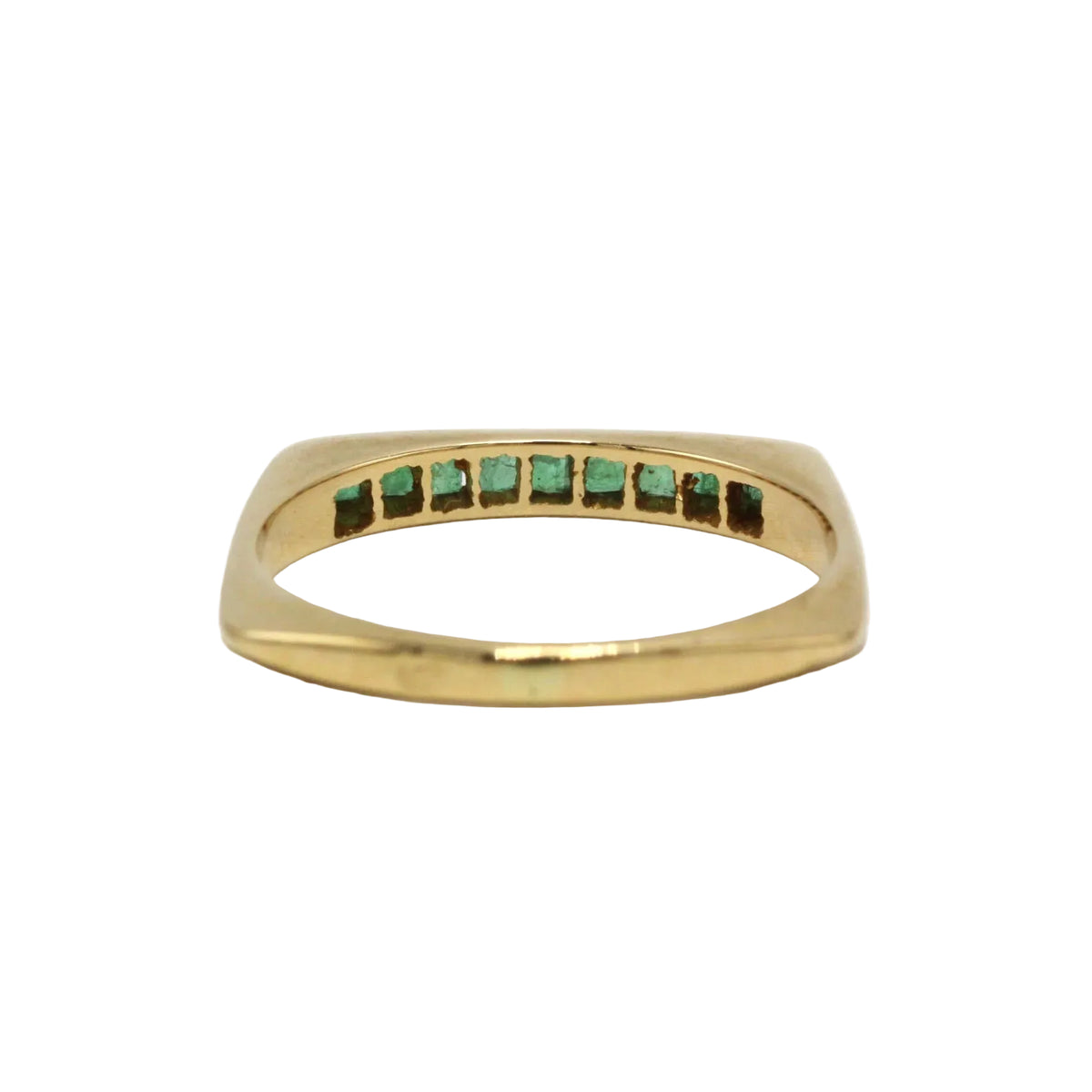 Bague Alliance en or jaune et émeraudes