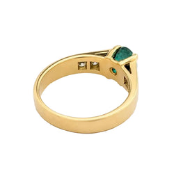 Bague Solitaire en or jaune, émeraude et diamants