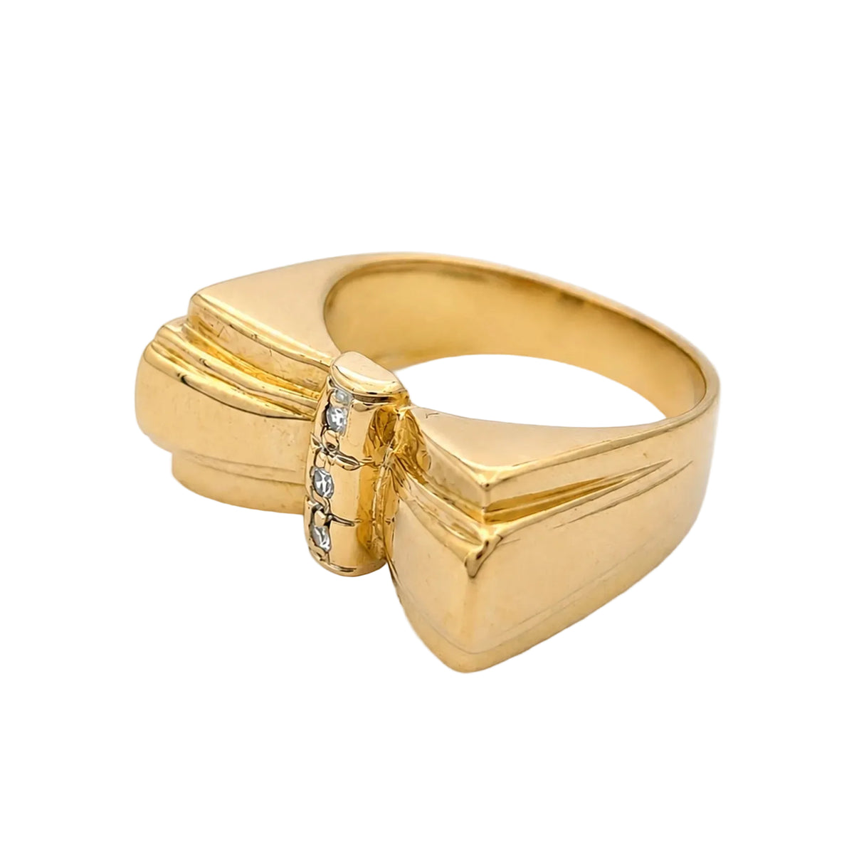 Bague Tank en or jaune et diamants