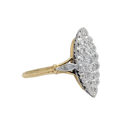 Bague Marquise en or blanc, or jaune et diamants