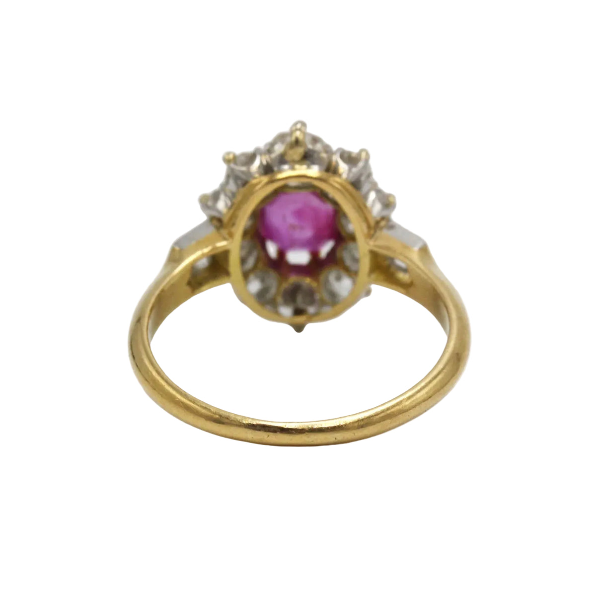 Bague Marguerite en or jaune, platine, rubis et diamants